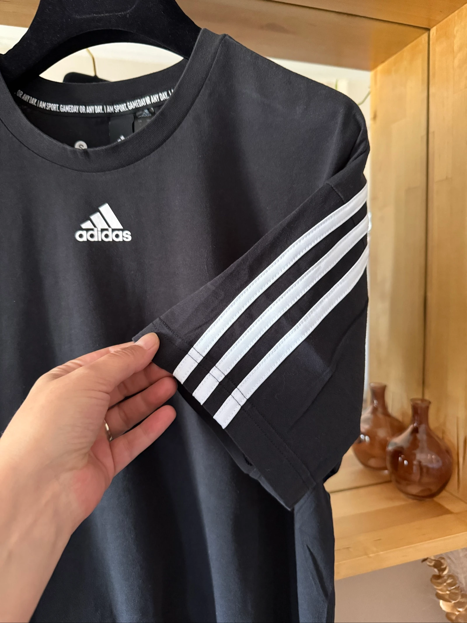 Men's Adidas S vintage black t-shirt – 3 stripes – Perfect condition – photo 4